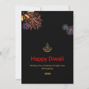 Festividades Cartão de Boas Festas de Diwali Preto Simples Pers