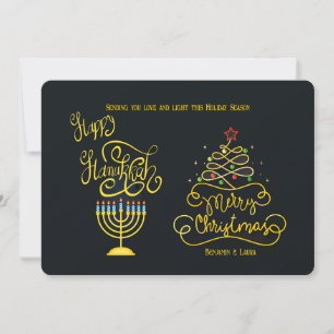 Festividades Cartão de Boas Festas de Feliz Hanukkah e Natal