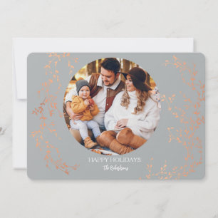 Festividades Cartão de Boas Festas de Foto com Prata e Cobre