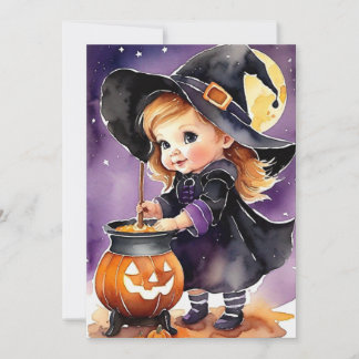 Festividades Cartão de Boas Festas de Halloween Bruxa Pequena F
