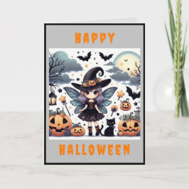 Festividades Cartão de Boas Festas de Halloween Witchy & Cute (
