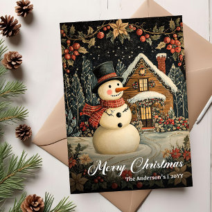 Festividades Cartão de Boas Festas de Natal com Boneco de Neve 