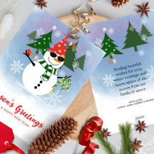 Cartão de Boas Festas de Natal com Boneco de Neve 