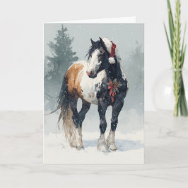 Festividades Cartão de Boas Festas de Natal com Cavalo