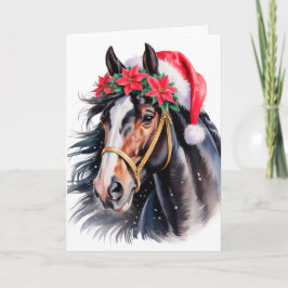 Festividades Cartão de Boas Festas de Natal com Cavalo