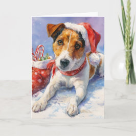 Festividades Cartão de Boas Festas de Natal com Jack Russell fo