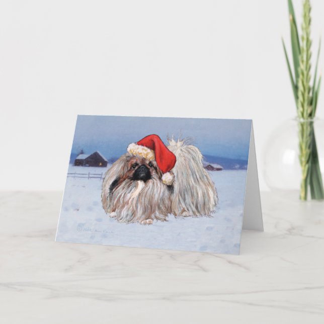 Festividades Cartão de Boas Festas de Natal com Pekingese (Frente)