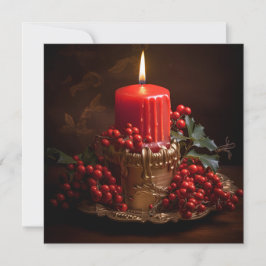 Festividades Cartão de Boas Festas de Natal com vela vibrante