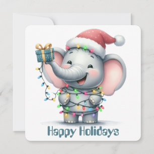 Festividades Cartão de Boas Festas do Elefante Engraçado