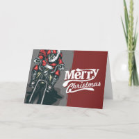 Cartão de Boas Festas do Papai Noel de Moto