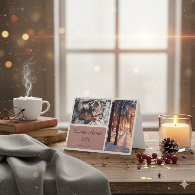 Festividades Cartão de Boas Festas Dobrável Elegante Bonne Anné (Criador carregado)
