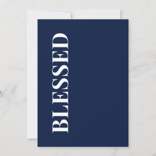 Festividades Cartão de Boas Festas Minimal BLESSED   Azul Marin