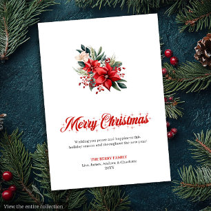 Festividades Cartão de Boas Festas Personalizado Simples Vermel
