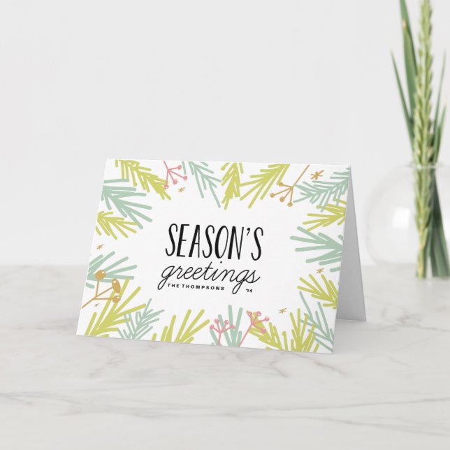 Festividades Cartão de Boas Festas Pine Burst (Frente)