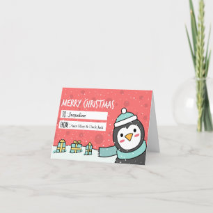Festividades Cartão de Boas Festas Pinguim Dinheiro