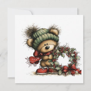 Festividades Cartão de Boas Festas Urso de Pelúcia Natal