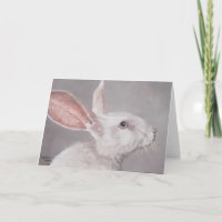 Cartão de Boas Vindas Arte Animal Coelho Branco