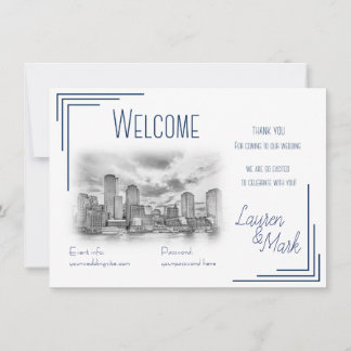 Festividades Cartão De Boas-Vindas De Casamento Skyline De Bost