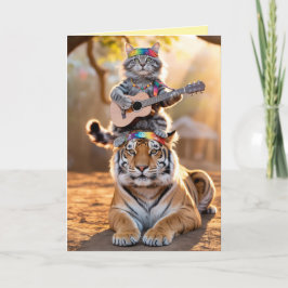 Festividades Cartão de Boas Vindas Gatinho Atabaqueiro e Tigre 