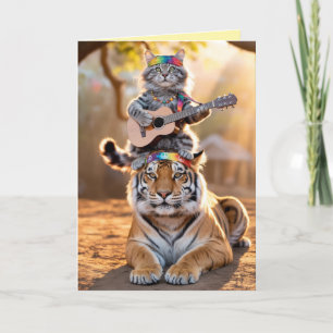 Festividades Cartão de Boas Vindas Gatinho Atabaqueiro e Tigre 