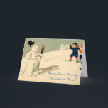 Festividades Cartão de boneco de neve de Natal gelado<br><div class="desc">Este trabalho de arte de colheita captura a diversão que as crianças têm por volta do Natal... nem sempre na neve, mas é um engano para o certo! Esta cena de neve gelada volta aos velhos dias de vocês! Altere o texto com um clique da ferramenta de edição e digite...</div>