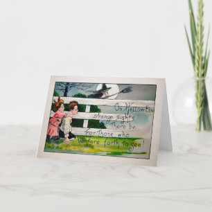 Festividades Cartão de Bruxa de Halloween Vintage