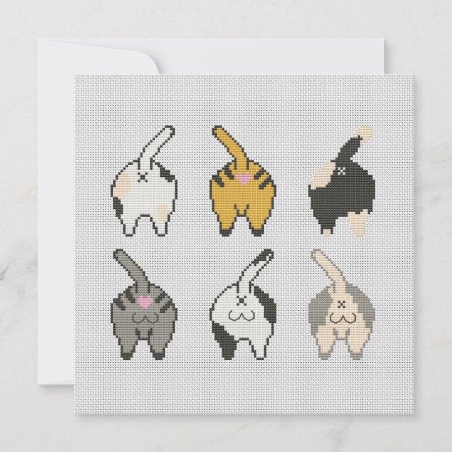 Festividades Cartão de bumbum de gato. Está lá em baixo! (Frente)