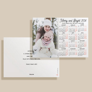 Festividades Cartão de Calendário de Férias Moderno com Foto Pe