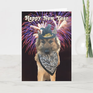Festividades Cartão de cão de Feliz ano novo personalizável