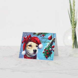 Festividades Cartão de Cão de Natal com Neve