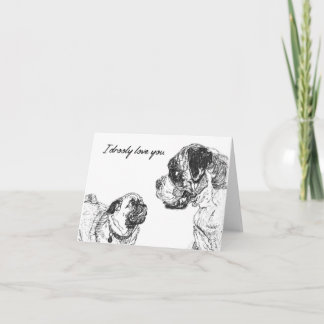 Festividades Cartão de cão Pug Boxer para Casais de Amor