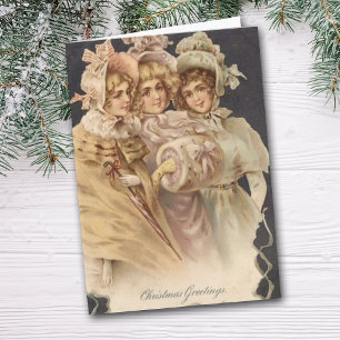 Festividades Cartão de Caroleiro de Natal da Era Vitoriana