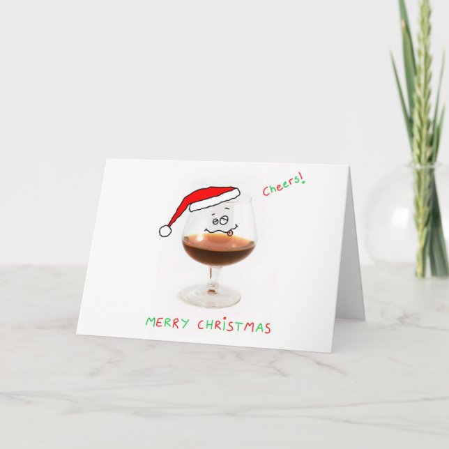 Festividades cartão de cartaz de vidro brandy de natal (Frente)