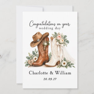 Festividades Cartão de Casamento de Botas de Cowboy Cartão de