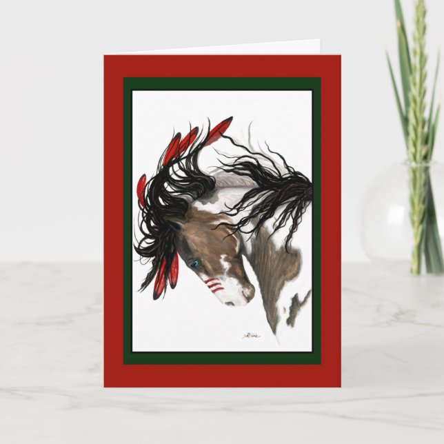 Festividades Cartão de Cavalo de Natal de Bihrle (Frente)