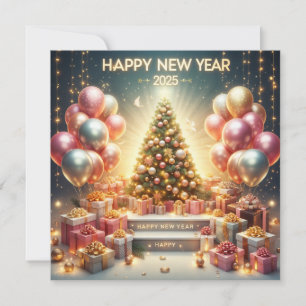 Festividades Cartão de Celebração Alegre Ano Novo 2025 Festivo