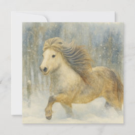 Festividades Cartão de Cena de Inverno de Cavalo Islandês