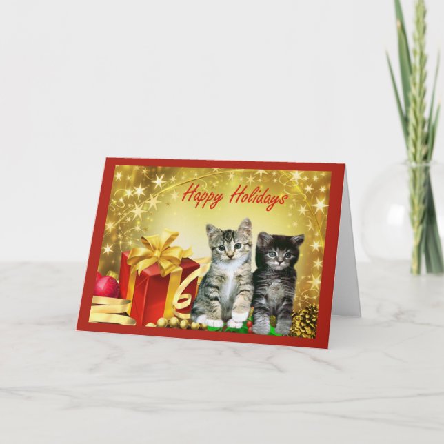 Festividades Cartão de Chrstmas do gato (Frente)