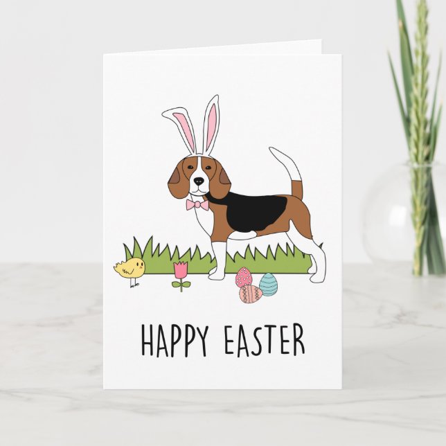 Festividades Cartão de Coelhinho de Páscoa Bonito Beagle (Frente)