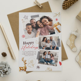 Festividades Cartão de Colagem de Fotos de Família de Três Féri
