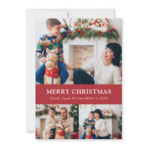 Cartão de Colagem de Fotos de Feliz Natal Vermelho