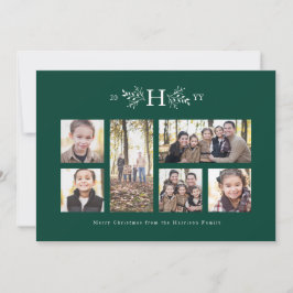 Festividades Cartão de colagem verde de fotografias de monogram