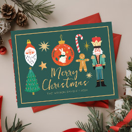 Festividades Cartão de Cookie de Noz Colorido e Fofo de Natal