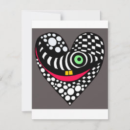 Festividades Cartão de coração moderno abstrato preto e cinza