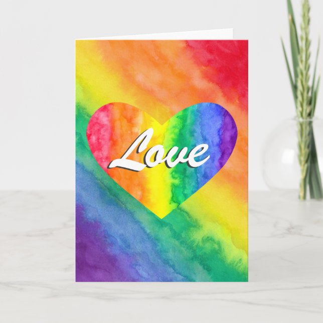 Festividades Cartão de Coração Rainbow Love (Frente)