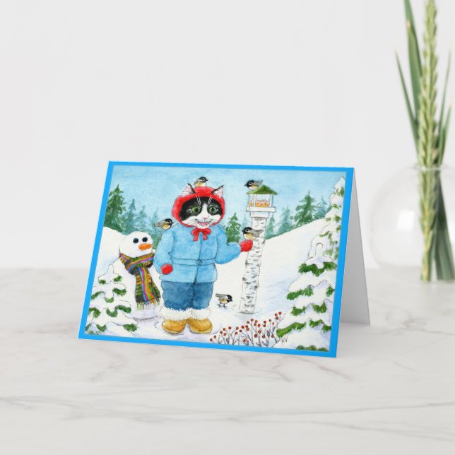 Festividades Cartão de cumprimentos do alimentador de pássaros  (Frente)