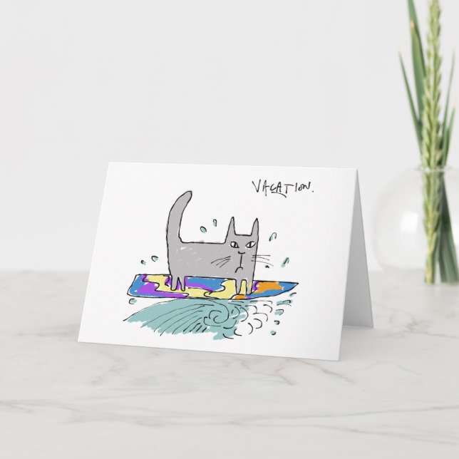 Festividades Cartão de cumprimentos surfando do gato (Frente)