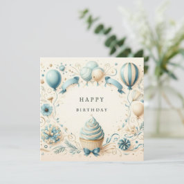Festividades cartão de cupcake de aniversário feliz