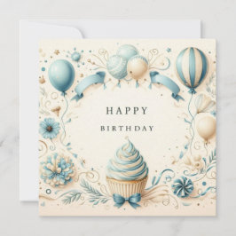 Festividades cartão de cupcake de aniversário feliz