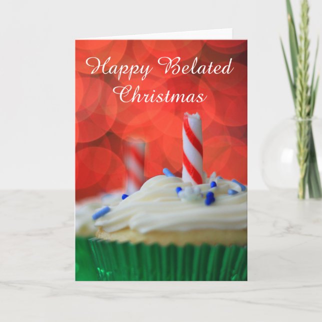 Festividades Cartão de cupcake de Natal feliz e atrasado (Frente)